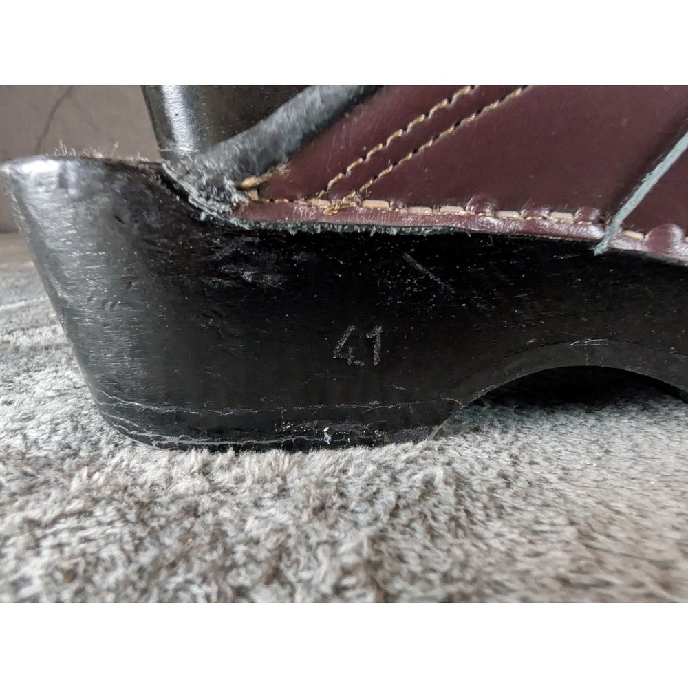 Vintage Clog Master Swedish‎ Leather Peep Toe Clogs EU 38 handmade cottagecore - Picture 7 of 7